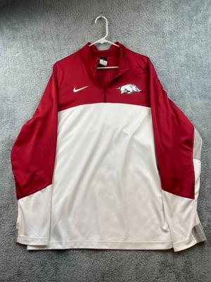 Nike Pullover Mens XL Dri-Fit 1/4 Zip Arkansas Razorbacks NCAA Red White Active