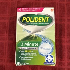 Dented Box Denture Cleanser Polident 3 Minute Daily Cleanser Tablets 84ct  08/27
