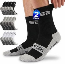 2-Pair Grip Socks for Men Non Slip Athletic Traction Socks for Everyday Wear