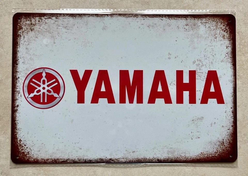 HANDMADE YAMAHA INSEGNA METALLO UOMO GROTTA BAR PUB MOTO GARAGE OFFICINA MOTO 20x30cm