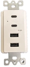 Quad USB Type C Type A Receptacle White Bulk Available