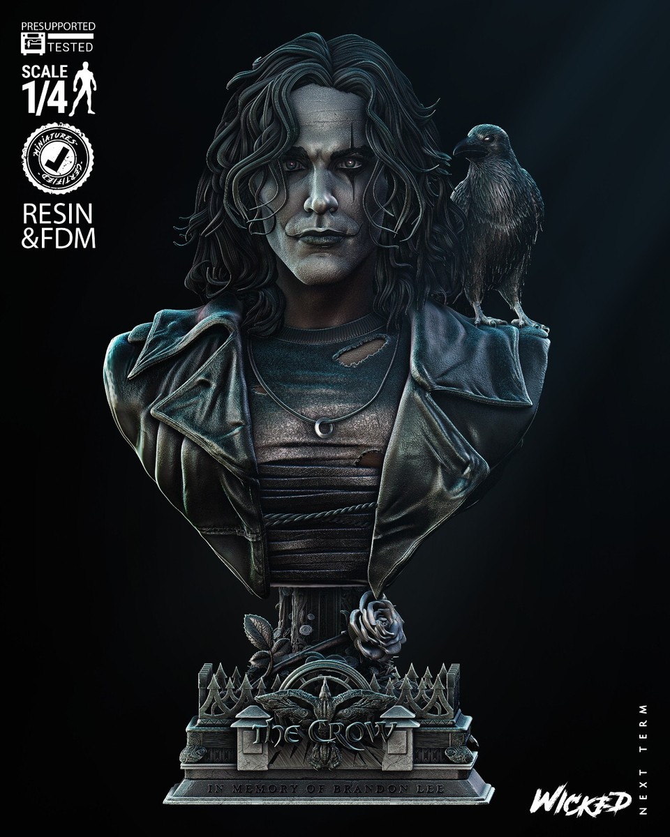 3D Resin Printed The Crow Bust Model Kit - Unpainted & Unassembled
