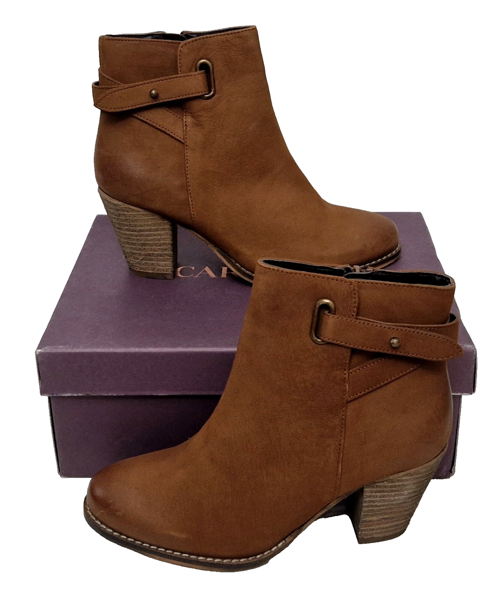 CARVELA Smart Ankle Zip Up Tan Leather Block Heel Boots Ladies EU
