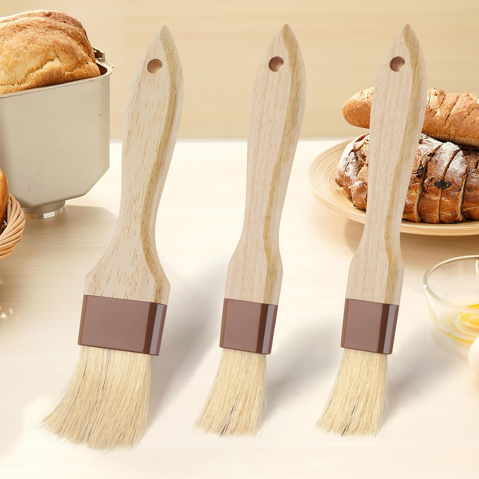 3 Pcs Pastry Brush, Natural Bristle Basting Brush, Cooking Brush, Food
