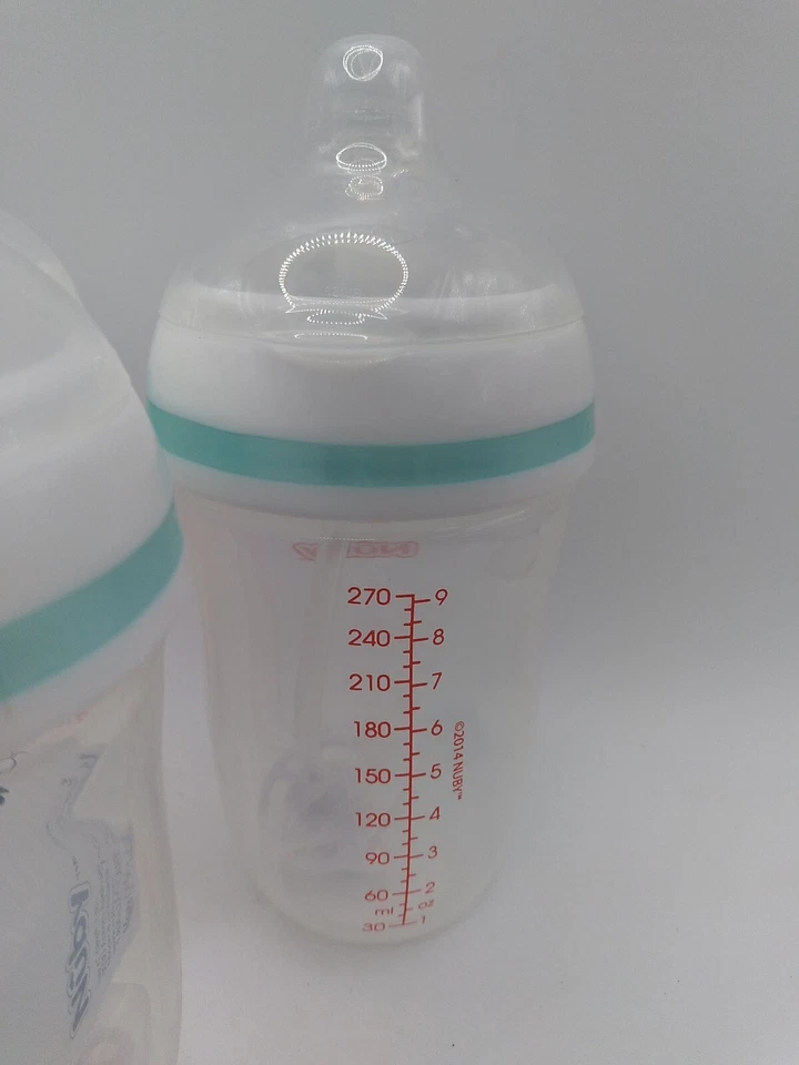 Biberones infantiles anticólicos Nuby - Pezones de silicona NUEVOS 270 ml 9 oz. Lote de 3 Foto 2 de 4