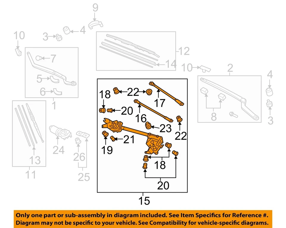 Acoplamiento de limpiaparabrisas usado se adapta a: Acura Rl 2010 grado C Foto 3 de 4