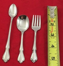 3 Oneida Oneidacraft CHATEAU Deluxe Stainless INFANT FEEDING SPOONS  FORK