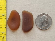 GENUINE BEACH SEA GLASS SURF TUMBLED CHOCO BROWN HONEY FROSTED PENDANT D1