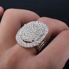 Adjustable Crystal Rhinestones /Oval Design Stretch Fashion Ring
