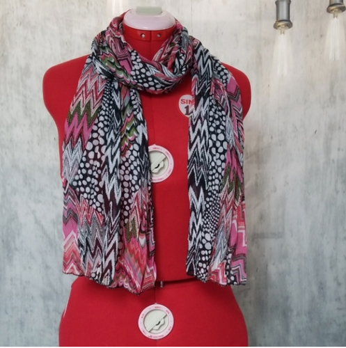 Funky zig zag pink black white polka dots lightweight sheer scarf - Picture 8 of 11