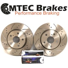 REAR BRAKE DISCS & MTEC PADS For KIA STINGER 2.0 T-GDi 17- DRILLED GROOVED 330MM