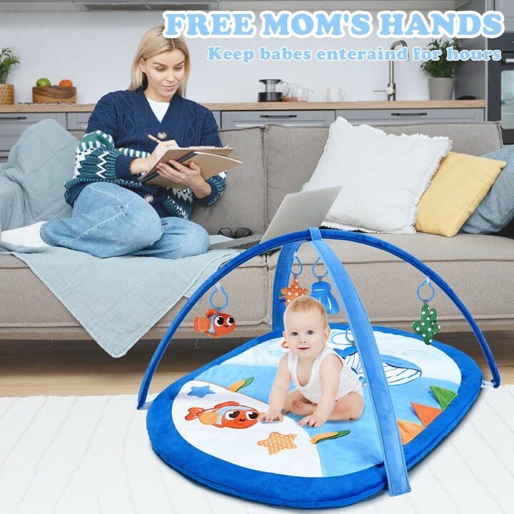 Baby Gym Play Mat, 6in1 Tummy Time Mat & Activity Gym, Baby