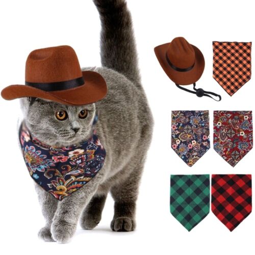 Pet Cowboy Hat and Handkerchief for Holiday Photoshoots and Parties Holiday - Afbeelding 1 van 30