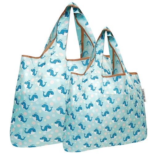 Wrapables Large & Small Foldable Tote Nylon Reusable Grocery Bags, Set of 2 - Picture 46 of 51
