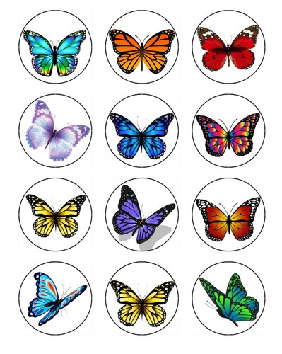 Butterfly Cupcake Toppers Edible Icing Birthday Cake Decorations( 2 Sizes) - Picture 2 of 4