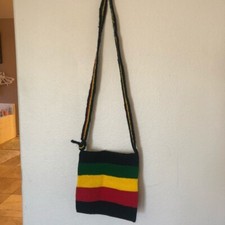 Handmade Crochet Handbag with Zipper   Jamaican Colors   Rasta Style Purse