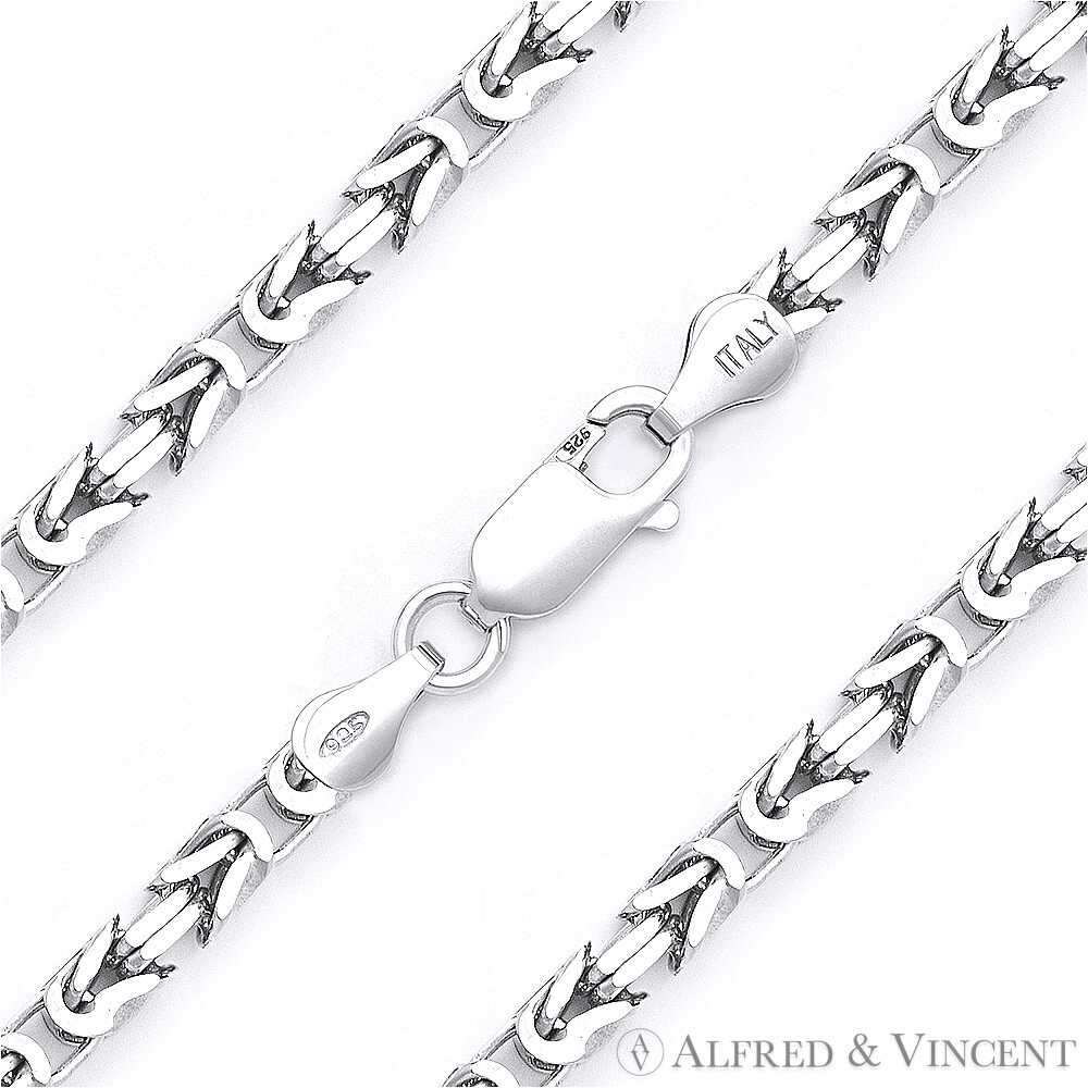925 Italy Sterling Silver 2.7mm Byzantine Link Italian Chain