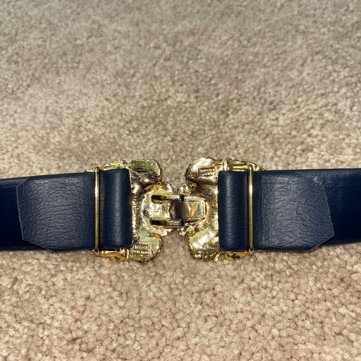 Vintage 1981 MIMI di N Gold Leaf Buckle w/ 3 Leather Belts 