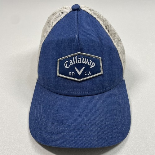 Callaway Trucker Hat Cap Men’s Blue White Mesh Snapback Golf Wool Blend Golfer