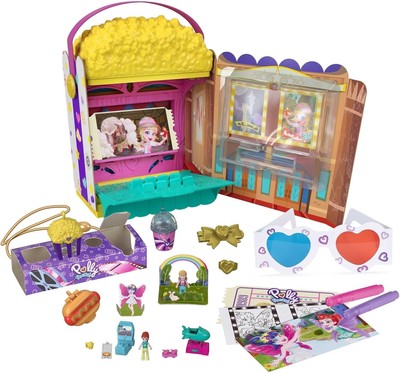 Polly Pocket Un-Box-It Popcorn Box Playset - Movie Theater + 20 Surprises!