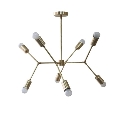 Lámpara de araña Sputnik de latón de mediados de siglo de 8 luces decoración - Imagen 6 de 9