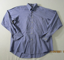 Chaps Shirt Mens Large Blue White Pink Button Up Long Sleeve Office Dress Casual