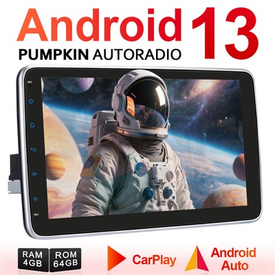 Pumpkin 10.1'' Android 13 Autoradio 1 DIN GPS Navi 4GB 64GB DAB Carplay OBD2 WiFi