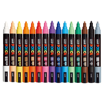 Posca Marker PC-5M (15er Set), 1,8-2,5 mm mittelfeine Spitze, permanent Stifte