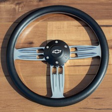 14 Billet Barrel Black Half Wrap Steering Wheel Chevy Bowtie Licensed Horn