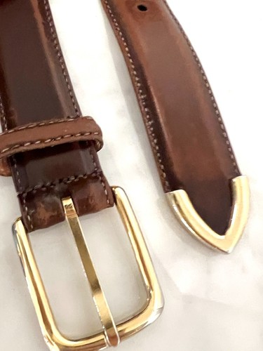 Jos A Bank Mens Dress Belt 36 Brown Hand Made in USA - Afbeelding 3 van 8