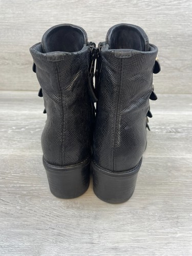 Miz Mooz Fawn Damen-Bootie Biker-Stiefel mit Absatz Schnalle Leder 7,5 schwarz Schuhe - Bild 4 von 12