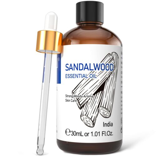 HIQILI Sandalwood Essential Oil 1oz-100% Pure for Skin, Diffuser&DIY Soap Making