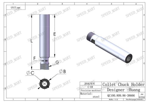 Soporte de mandril Collet varilla de extensión de fresado CNC vástago recto C25-ER16M-100L - Imagen 5 de 5