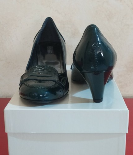 Scarpe ETRE Pelle Vernice Verde Suola in Cuoio tg. 37 -MADE IN ITALY- Nuovo - Foto 7 di 12