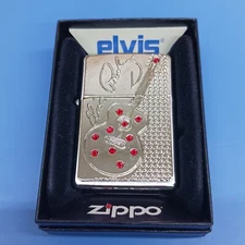Zippo Elvis Guitar Bling Emblem Brushed Chrome 24841