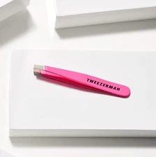 Tweezerman Stainless Steel Mini Slant Tweezer - Flamingo Pink