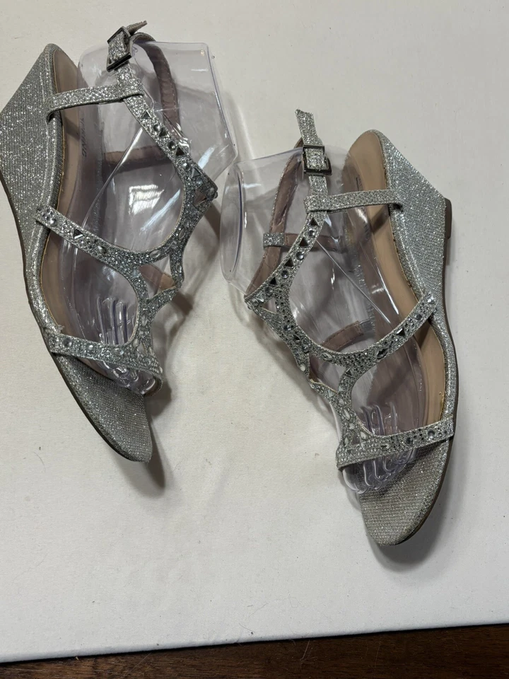 Silver Rhinestone Sparkle Wedge Dressy Sandals Call It Spring Women’s 8.5 - Image 4 of 4