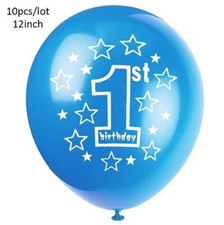1st Birthday Balloons Set Light Blue Stars Latex