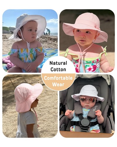 Baby Sun Hat Summer Beach UPF 50+ Protection Wide Brim Toddler Cap Infant - Picture 6 of 6