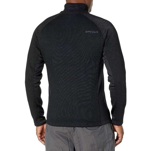 Spyder Outbound Pullover Jacket Men Large Black Fleece Knit Quarter Zip Textured - Picture 6 of 13