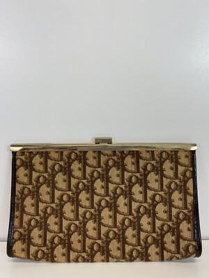 Vtg Christian Dior 80s Brown Trotter Monogram Small Clutch Bag | eBay