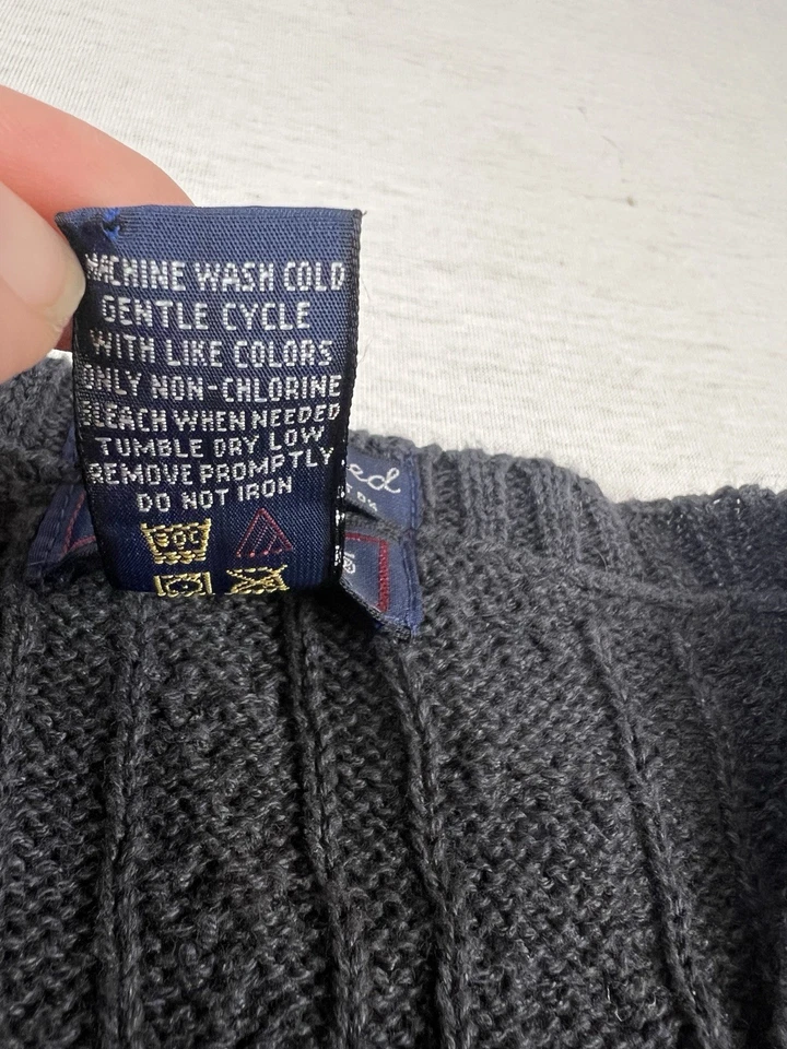 Chaleco Suéter Tejido con Cable de Lino Algodón Enmarcado a Mano Años 90 GANT Estilo Hiedra Preppy Foto 4 de 4