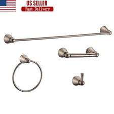 4-Piece Bathroom Accessory Kit Towel Bar Ring Hook Toilet Paper Holder Set New