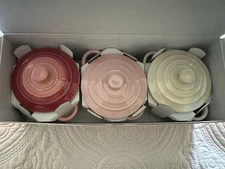 LE CREUSET - Mini Round Cocotte Set - Set of 3: PINK, IVORY, OMBRE - NEW