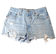 Levi s 501 Original Short light wash hidden button fly cut off short sz 29 marks