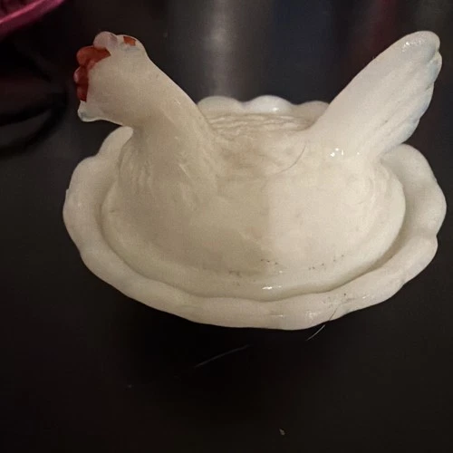 Vintage Westmoreland Milk Glass Hen on Nest Dish w/ Lid
