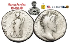 Ancient Roman Empire Coin Silver Denarius Marcus Aurelius 161 180 AD #33620