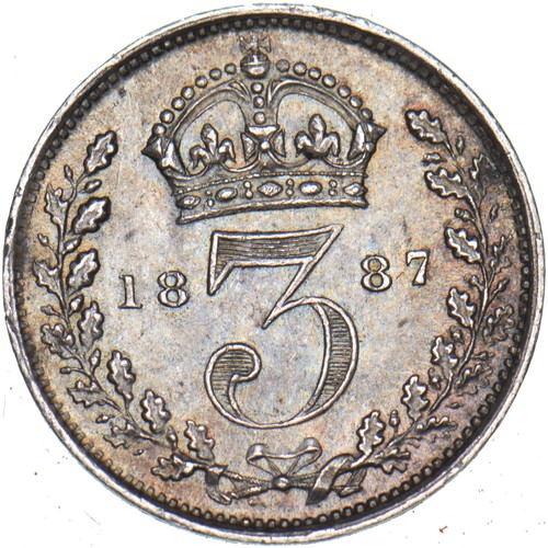 1887 Threepence - Victoria British Silver Coin - Very Nice - Picture 2 of 2