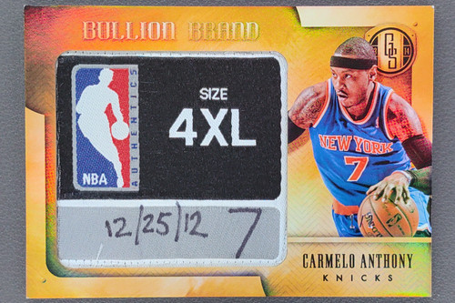 2013 Gold Standard Carmelo Anthony Christmas Day Worn Logoman Tag Patch /2 34Pts