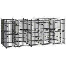 Dog Kennel Black Powder-Coated Steel 99.1 sq ft Sturdy